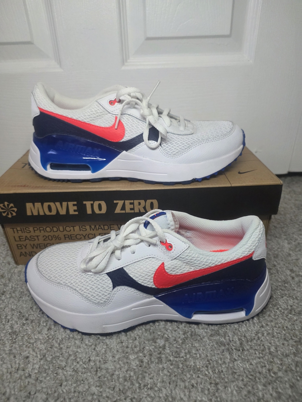 Nike Air Max System Low White Royal Crimson - DQ0284-101 GS 6.5y